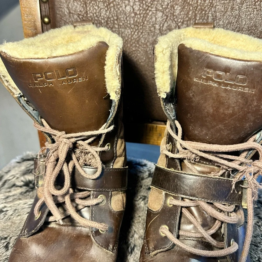 Polo RalphLauren Hayward Quilted Laceup Shearling Upper/Lining Buckle Snow Boots - Picture 11 of 12